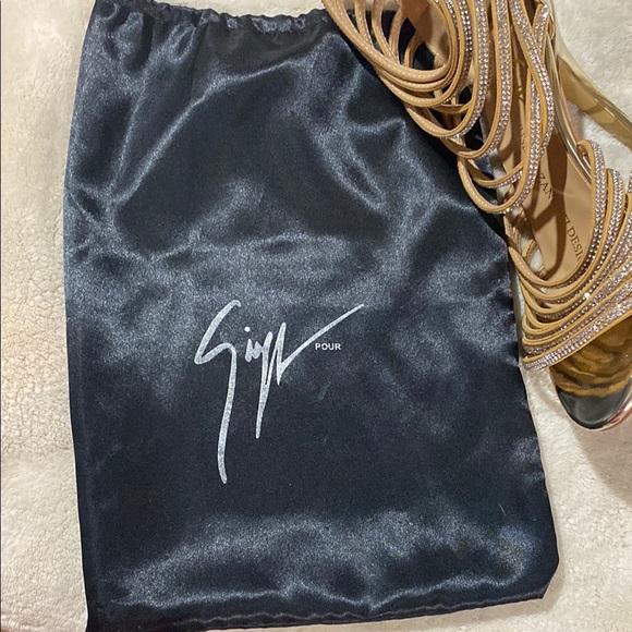 Giuseppe Zanotti Gold and Rhinestone Heels with Strappy Design - Picture 5 of 5